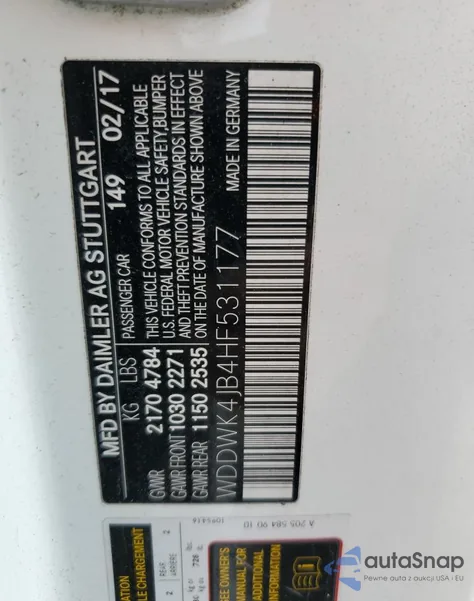 2017 Mercedes-Benz C 300 z USA, uszkodzony, nr VIN WDDWK4JB4HF531177